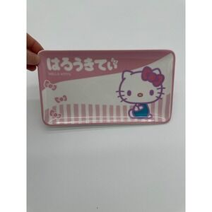 Sanrio Hello Kitty Trinket Tray Pink White Striped Ceramic Rectangular Plate